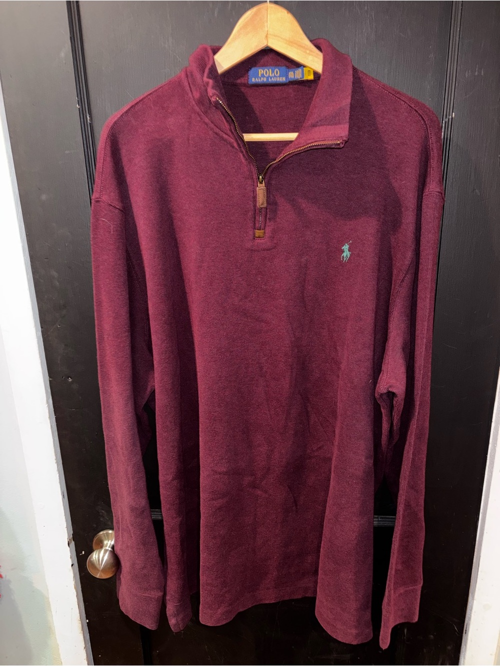 Polo Ralph Lauren Burgundy Quarter Zip Pullover Sweater XXL 100% Cotton